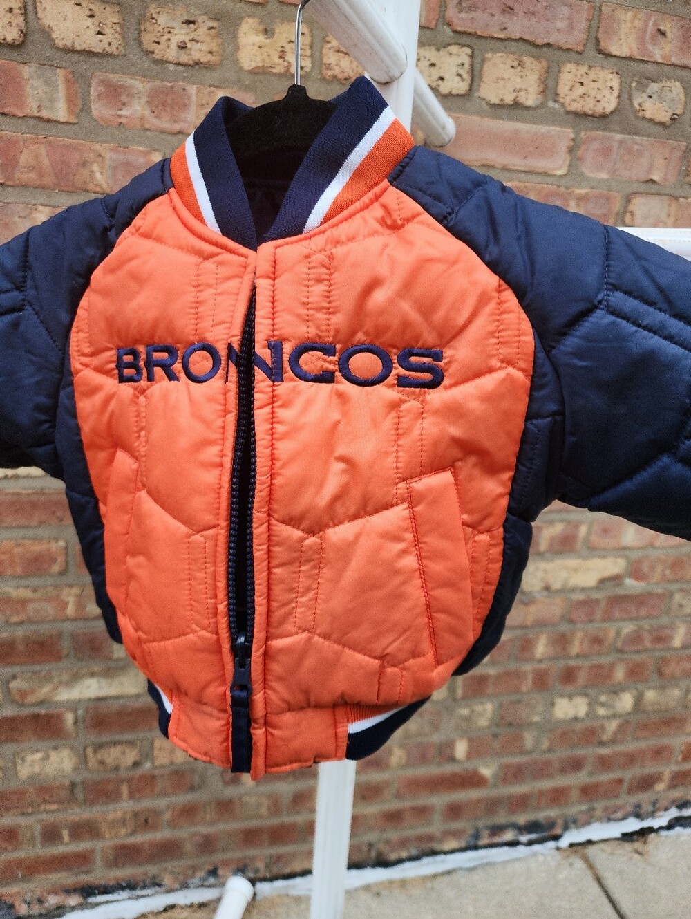 Broncos Kids' Orange & Navy Quilted Bomber Jacket